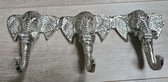 kapstok - 3 haak - olifant - zilver