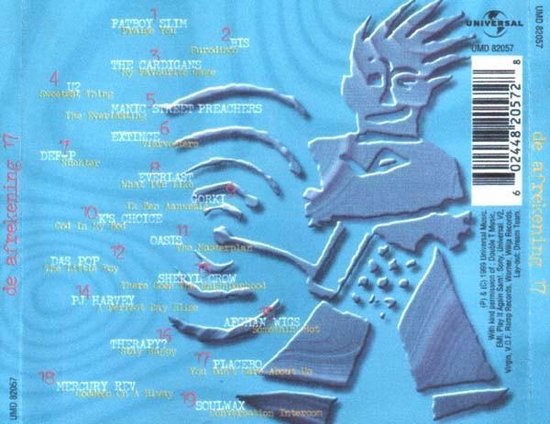 Achterkant van de CD-hoes met een tracklist voor 'de afrekening 17'.