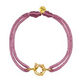 Armbandje met goudkleurig slotje en lila satijnen bandje