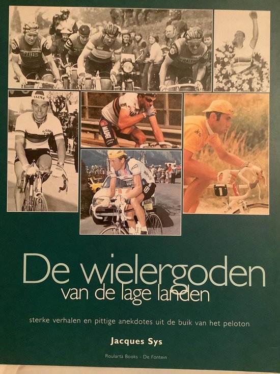 Boek 'De wielergoden van de lage landen' met foto's van wielrenners.