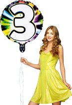 Boland - Illooms LED-folieballon '3' 3 - Multi - LED Ballon
