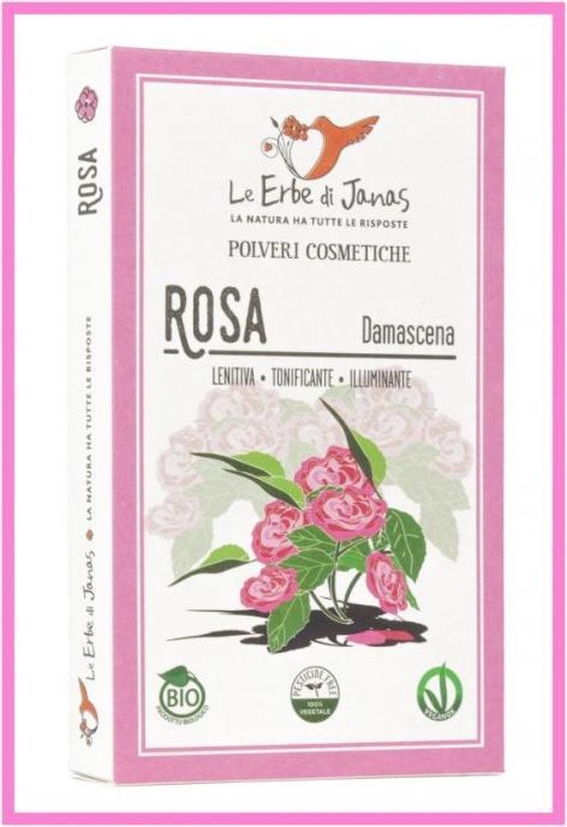 Le Erbe di Janas -Rozenpoeder biologisch / rozen gezichtsmasker - Damascena Rose - Rozenblaadjes poeder-100g