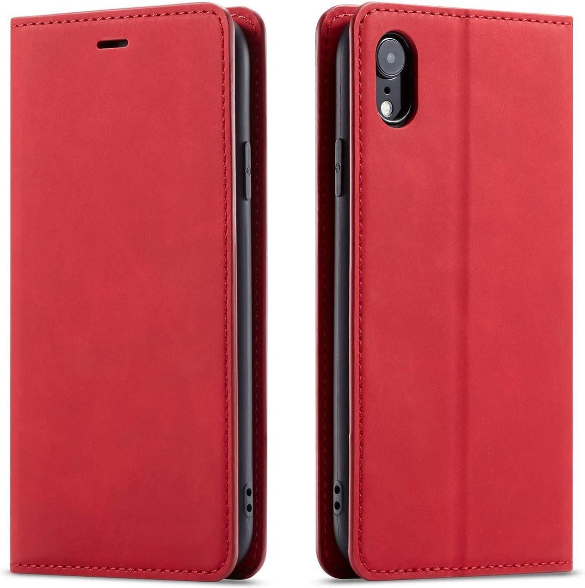 Geschikt voor Apple iPhone XR Bookcase | Rood | Pasjeshouder | Portemonnee hoesje
