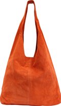 AmbraModa WL818 - Dames handtas, schoudertas, shopper van suède leer - Oranje