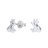 Joy|S - Zilveren kikker oorbellen massief - 7 x 8 mm