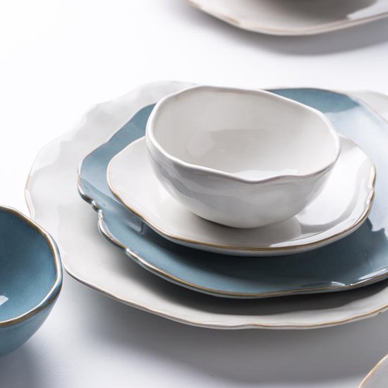 Set pour 1 Personne Plats Assiettes Bols SULIVES Service de Vaisselle en céramique Tasses YunJian-Bleu 