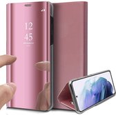 Hoesje geschikt voor Samsung S21 Plus - Spiegel Book Case Cover Hoes Rosegoud