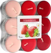 Geurtheelichtjes Aardbei 18stuks - Waxinelichtjes Strawberry