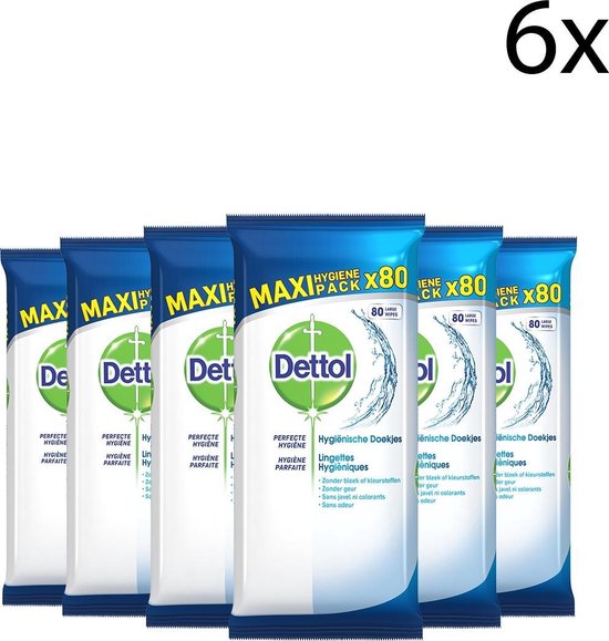 Dettol Schoonmaakdoekjes Power & Fresh - Cleanser - 80 stuks x6