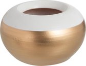 J-Line Bloempot Laag Boord Terracotta Wit/Goud Small Set van 3 stuks