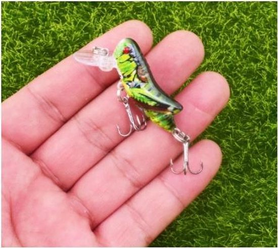 Goedkoopbaarzen - Sprinkhanen - Groen & Bruin - Pluggen set - Kunstaas - 4,5 cm - 3,5 gram van Merkloos — afbeelding 2