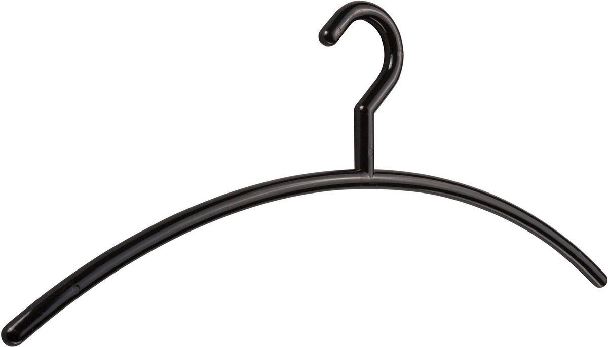 TopHangers [Set van 5] Modern vormgegeven glossy zwarte kunststof garderobehangers / jashangers / kapstok hangers (leverbaar in 9 kleuren!)