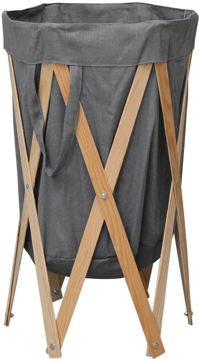 vidaXL - Wasmand - inklapbaar - hout - en - stof - grijs