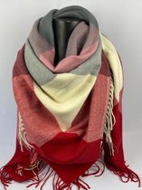 Wintersjaal vierkant groot met franje 140 x 140 cm