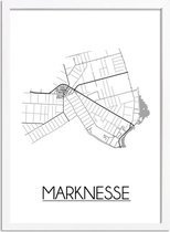 Marknesse Plattegrond poster A2 + fotolijst wit (42x59,4cm) - DesignClaud