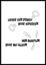 Poster Voor Iedereen - 50x70 cm - Wc Poster - WALLLL