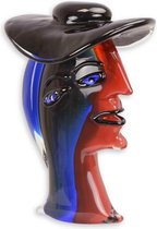 Beeld glas - hoofd dame met hoed - Murano Stijl Sculptuur - 32.4 cm hoog