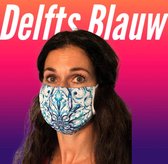 Hip modieus mondkapje met Delfts blauwe print | wasbaar | mondmasker en neusmasker cover | one size