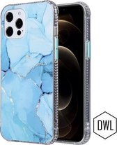 Samsung A71 hoesje siliconen - marmer blauw | Samsung Galaxy A71 case | TPU transparant back cover