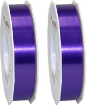 2x XL Hobby/decoratie paarse satijnen sierlinten 2,5 cm/25 mm x 91 meter- Luxe kwaliteit - Cadeaulint satijnlint/ribbon