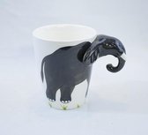 Design mok, 2 stuks,  olifant: 15 x 11 x Ø 10 cm: aardewerk