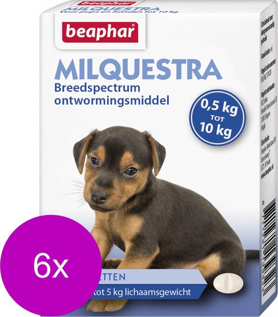 Beaphar Milquestra Pup - Anti wormenmiddel - 6 x 2 tab 0.5 Tot 10 Kg