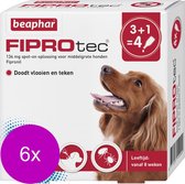 Beaphar Fiprotec Dog 3+1 pip - Anti vlooien en tekenmiddel - 6 x 10-20kg