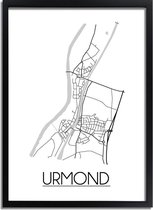 Urmond Plattegrond poster A4 + fotolijst zwart (21x29,7cm) - DesignClaud