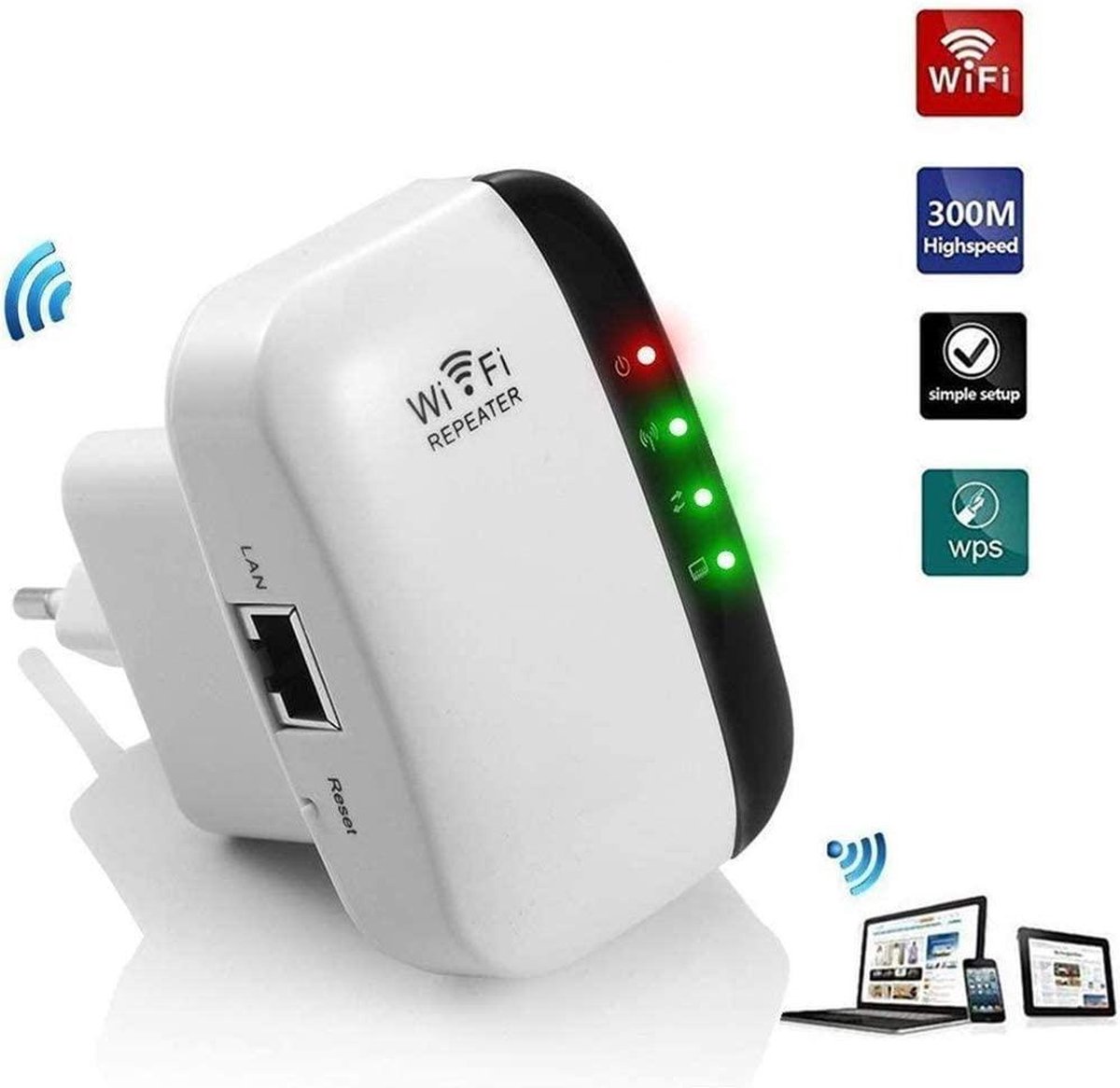 Wireless WiFi Versterker Stopcontact + Inclusief GRATIS Internetkabel -Wifi  Repeater... | bol.com