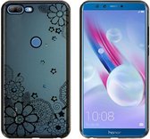 Hoesje CoolSkin Bumper - Telefoonhoesje voor Clear Huawei Honor 9 Lite - Bloemenprint zwart