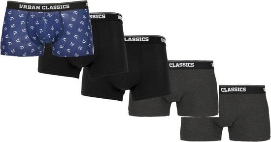 Urban Classics - 5-Pack anchor Boxershorts set - 2XL - Zwart/Grijs