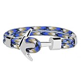 Anker Armband - Khaki / Grijs / Blauw met Stalen Anker - Armband Mannen - Armband Dames - Armband Heren - Valentijnsdag voor Mannen - Valentijn Cadeautje voor Hem - Valentijn Cadea