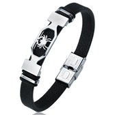 Kreeft / Cancer - Leren Armband met Stalen Sterrenbeeld - Astrologie - Zwart - Armbanden Heren Dames - Cadeau voor Man