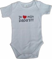 Witte romper met "Ik hou van mijn papa's" - maat 74/80 - vaderdag, cadeautje, kraamcadeau, grappig, geschenk, baby, tekst, bodieke