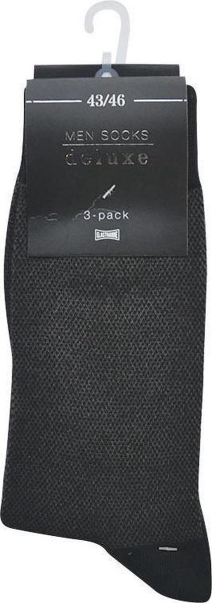 Mannen sokken - DELUXE 6 PAAR -  naadloos - 80% katoen - assortiment grijs/zwart - heren maat 39-42  chaussettes socks