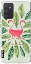 Casetastic Samsung Galaxy A72 (2021) 5G / Galaxy A72 (2021) 4G Hoesje - Softcover Hoesje met Design - Flamingos Green Print