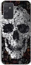 Casetastic Samsung Galaxy A72 (2021) 5G / Galaxy A72 (2021) 4G Hoesje - Softcover Hoesje met Design - Doodle Skull BW Print