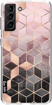 Casetastic Samsung Galaxy S21 Plus 4G/5G Hoesje - Softcover Hoesje met Design - Soft Pink Gradient Cubes Print