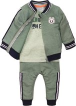 Dirkje Kledingset (3 delig) Vest, Broek en Shirt Groen Sage - Maat 80