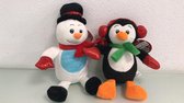 Decoratief figuur - sneeuwpop en pinguïn - twee stuks