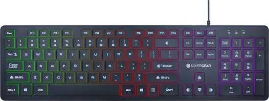 Silvergear® Gaming Toetsenbord – RGB Led Gaming Keyboard – QWERTY – Regenboog Verlichting – Soft Button Systeem – Multimedia Toetsen – Basic…