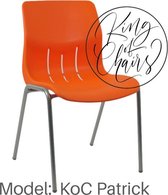 Kantinestoel Patrick oranje met grijs onderstel. Stapelstoel kuipstoel vergaderstoel tuinstoel kantine stoel stapel stoel Denver kantinestoelen stapelstoelen kuipstoelen arenastoel