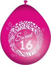Sweet Sixteen Ballonnen, 8 stuks, Verjaardag, Roze,