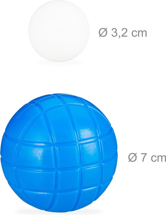 Relaxdays jeu de boules set - 6 ballen - kunststof - petanque spel voor kinderen gekleurd - Relaxdays