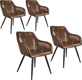 tectake - 4x Stoel Marilyn kunstleer donkerbruin / zwart SKU: 404111