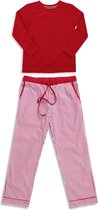 La-V pyjama sets voor Meisjes met gestreepte katoen broek Rood 152-158