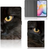 Leuk Hoesje Geschikt voor Samsung Galaxy Tab S6 Lite | Tab S6 Lite 2022 Hoesje met Magneetsluiting Zwarte Kat
