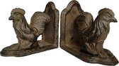 Boekensteun - Gietijzer - Haan - Bruin - 2-delige set