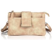 Yoonz - Crossbody Tas - Flapje Met Magneetsluiting En Ritssluiting - Beige - Afneembaar En Verstelbaar Hengsel - Kunstleer