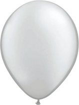 60x stuks Metallic zilveren ballonnen - Feestartikelen versiering